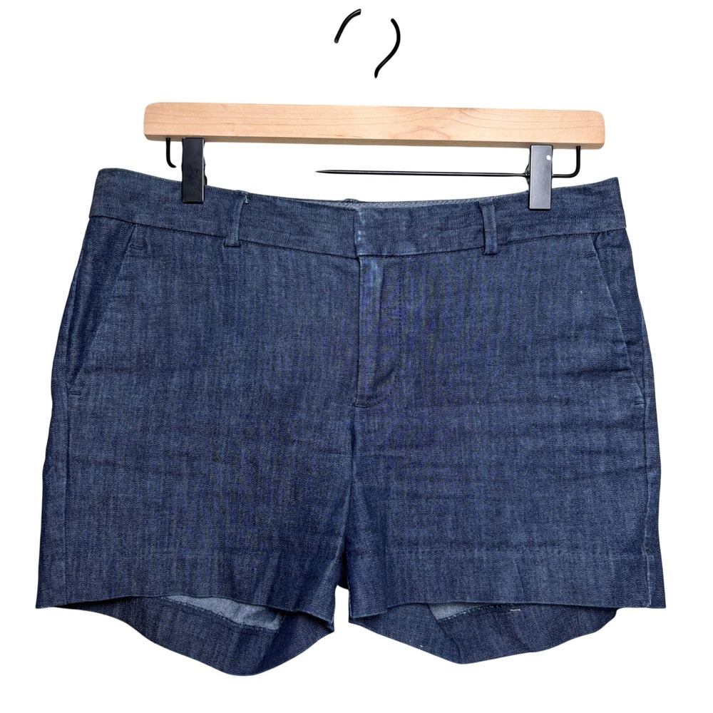 Banana Republic Hampton Indigo Blue Chambray Stretch Chino Shorts Women 4 Petite